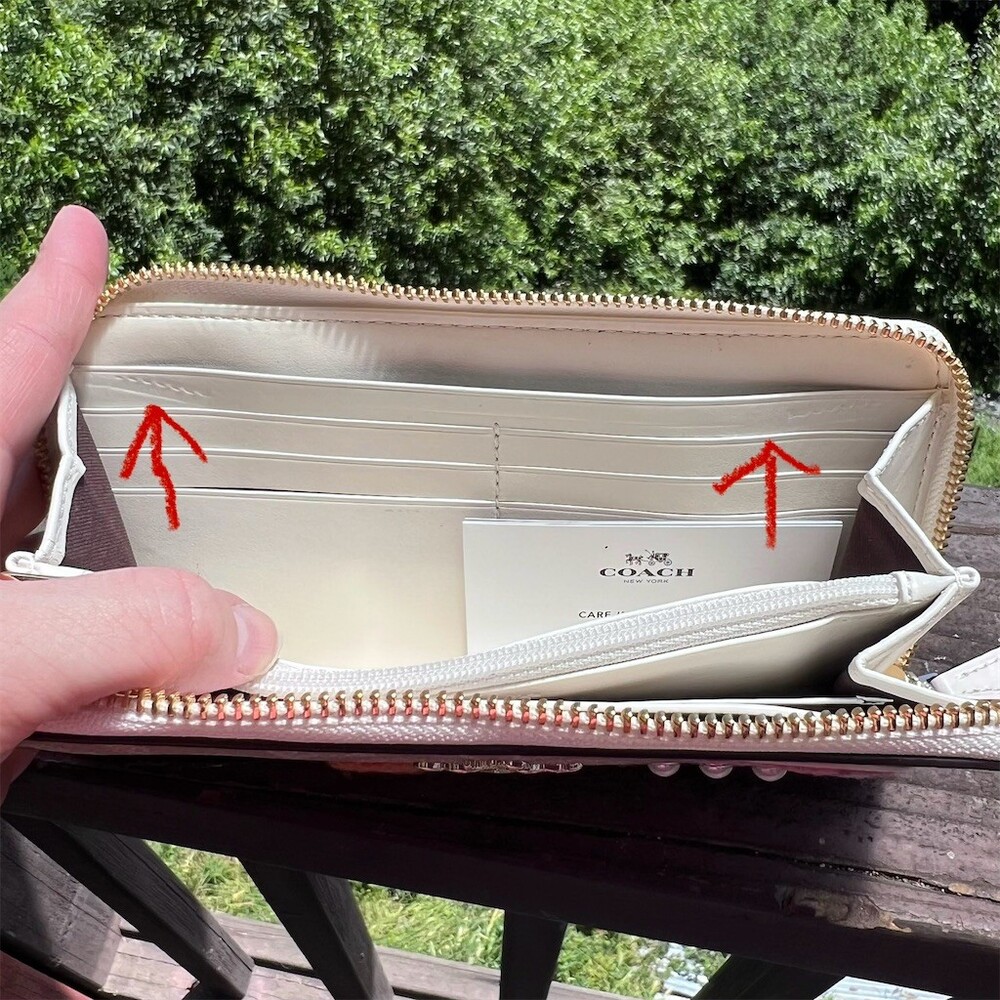 COACH Long Zip-Around Wallet Signature Canvas Khaki with Varsity Patches AUTHNTC - Picture 14 of 15